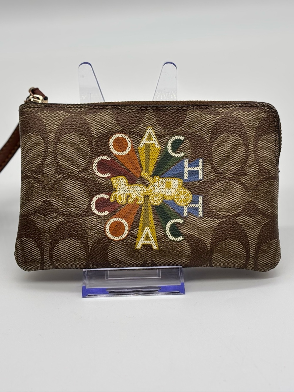 Coach Corner Zip Wristlet with Radial Rainbow